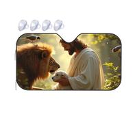 TSGB Sun Shade For Car Harmony Of Nature: A Serene Scene With Lion, Lamb, And Birds Car Windshield Sunshade Sun Shade For Car Window Window Sun Shade For Car(70x130cm)