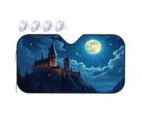 TSGB Sun Shade For Car Mystic Castle Under The Full Moon Car Windshield Sunshade Sun Shade For Car Window Window Sun Shade For Car(76x140cm)