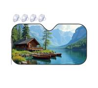 TSGB Sun Shade For Car Peaceful Cabin By The Lake With Canoes Car Windshield Sunshade Sun Shade For Car Window Window Sun Shade For Car(76x140cm)