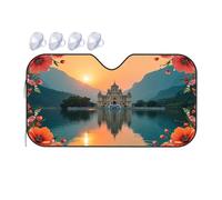 TSGB Sun Shade For Car Sunset Reflections At The Lake With Flowers Car Windshield Sunshade Sun Shade For Car Window Window Sun Shade For Car(70x130cm)
