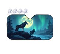 TSGB Sun Shade For Car Wolves Howling At The Moon In Aurora Borealis Car Windshield Sunshade Sun Shade For Car Window Window Sun Shade For Car(70x130cm)