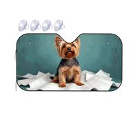 TSGB Sunshade For Car Windshield Adorable Yorkshire Terrier On Paper Background Car Windshield Sunshade Sun Shade For Car Sun Shade For Car(76x140cm)