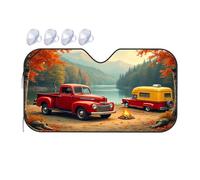 TSGB Sunshade For Car Windshield Autumn Camping With Classic Pickup And Trailer Car Windshield Sunshade Windshield Sunshade Blackout Shade(76x140cm)