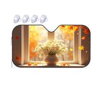 TSGB Sunshade For Car Windshield Autumn Leaves And White Flowers On The Window Sill Car Windshield Sunshade Sun Shade For Car Sun Shade For Car(76x140cm)