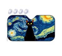 TSGB Sunshade For Car Windshield Black Cat Under The Starry Night Sky Car Windshield Sunshade Sun Shade For Car Sun Shade For Car(76x140cm)