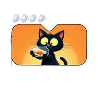 TSGB Sunshade For Car Windshield Black Cat With Orange Fish Bowl Car Windshield Sunshade Windshield Sunshade Blackout Shade(70x130cm)