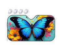 TSGB Sunshade For Car Windshield Blue Butterfly And Colorful Flowers Car Windshield Sunshade Windshield Sunshade Blackout Shade(70x130cm)