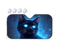 TSGB Sunshade For Car Windshield Blue-Eyed Black Cat In Space Car Windshield Sunshade Windshield Sunshade Blackout Shade(70x130cm)