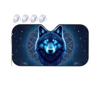 TSGB Sunshade For Car Windshield Blue Wolf In Cosmic Mandala Car Windshield Sunshade Sun Shade For Car Sun Shade For Car(70x130cm)