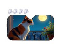 TSGB Sunshade For Car Windshield Cat Gazing At The Full Moon Car Windshield Sunshade Sun Shade For Car Sun Shade For Car(70x130cm)