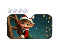 TSGB Sunshade For Car Windshield Christmas Elf Climbing Ladder In Magical Night Car Windshield Sunshade Windshield Sunshade Blackout Shade(70x130cm)