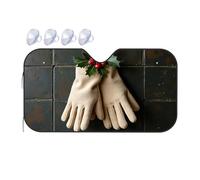 TSGB Sunshade For Car Windshield Christmas Gloves With Holly Decoration Car Windshield Sunshade Windshield Sunshade Blackout Shade(70x130cm)