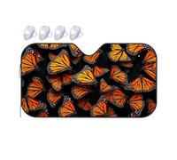 TSGB Sunshade For Car Windshield Colorful Butterflies On Black Background Car Windshield Sunshade Windshield Sunshade Blackout Shade(76x140cm)