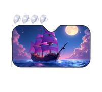 TSGB Sunshade For Car Windshield Fantasy Pirate Ship Sailing Under The Full Moon Car Windshield Sunshade Sun Shade For Car Sun Shade For Car(70x130cm)