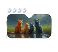 TSGB Sunshade For Car Windshield Four Cats In The Rainy Field Car Windshield Sunshade Windshield Sunshade Blackout Shade(70x130cm)