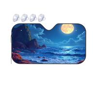 TSGB Sunshade For Car Windshield Full Moon Over The Ocean At Night Car Windshield Sunshade Windshield Sunshade Blackout Shade(76x140cm)