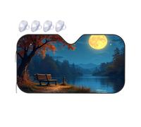TSGB Sunshade For Car Windshield Full Moon Over The Serene Lake Car Windshield Sunshade Sun Shade For Car Sun Shade For Car(70x130cm)
