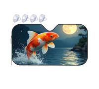 TSGB Sunshade For Car Windshield Golden Fish Leaping In Moonlit Night Car Windshield Sunshade Windshield Sunshade Blackout Shade(76x140cm)