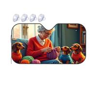 TSGB Sunshade For Car Windshield Grandma Knitting With Her Cute Puppies Car Windshield Sunshade Sun Shade For Car Sun Shade For Car(76x140cm)