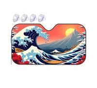 TSGB Sunshade For Car Windshield Japanese Wave And Mount Fuji Sunset Car Windshield Sunshade Sun Shade For Car Sun Shade For Car(76x140cm)