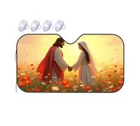 TSGB Sunshade For Car Windshield Jesus And Mary In The Field Of Flowers Car Windshield Sunshade Sun Shade For Car Sun Shade For Car(76x140cm)