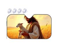 TSGB Sunshade For Car Windshield Jesus Holding A Lamb In The Golden Field Car Windshield Sunshade Windshield Sunshade Blackout Shade(76x140cm)