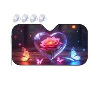 TSGB Sunshade For Car Windshield Love In Bloom: A Heart-Shaped Rose With Butterflies Car Windshield Sunshade Windshield Sunshade Blackout Shade(70x130cm)