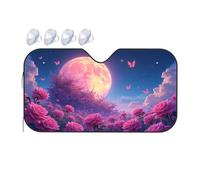 TSGB Sunshade For Car Windshield Magical Night With Full Moon And Pink Roses Car Windshield Sunshade Sun Shade For Car Sun Shade For Car(70x130cm)