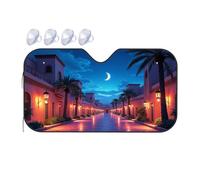 TSGB Sunshade For Car Windshield Night Walk In The Palm-Lined Street Car Windshield Sunshade Windshield Sunshade Blackout Shade(70x130cm)