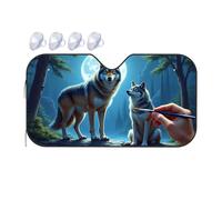 TSGB Sunshade For Car Windshield Painting Wolves Under The Moonlight Car Windshield Sunshade Sun Shade For Car Sun Shade For Car(76x140cm)