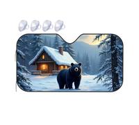 TSGB Sunshade For Car Windshield Snowy Cabin And Bear In The Forest Car Windshield Sunshade Windshield Sunshade Blackout Shade(76x140cm)