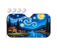 TSGB Sunshade For Car Windshield Starry Night By The River Car Windshield Sunshade Sun Shade For Car Sun Shade For Car(76x140cm)