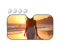 TSGB Sunshade For Car Windshield Sunset Serenity: A Beach Walk In Soft Light Car Windshield Sunshade Windshield Sunshade Blackout Shade(70x130cm)