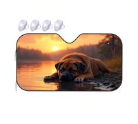 TSGB Sunshade For Car Windshield Sunset Serenity: A Dog'S Peaceful Rest By The Lake Car Windshield Sunshade Windshield Sunshade Blackout Shade(76x140cm)
