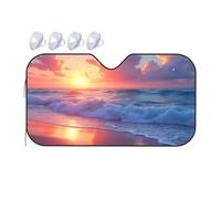 TSGB Sunshade For Car Windshield Sunset Waves On The Beach Car Windshield Sunshade Windshield Sunshade Blackout Shade(70x130cm)