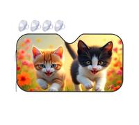 TSGB Sunshade For Car Windshield Two Cute Kittens In A Flower Garden Car Windshield Sunshade Windshield Sunshade Blackout Shade(76x140cm)