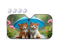 TSGB Sunshade For Car Windshield Two Kittens Under An Umbrella In The Rain Car Windshield Sunshade Sun Shade For Car Sun Shade For Car(76x140cm)