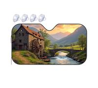 TSGB Sunshade For Car Windshield Vintage Mill By The River At Sunset Car Windshield Sunshade Sun Shade For Car Sun Shade For Car(70x130cm)