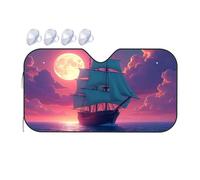 TSGB Sunshade For Car Windshield Vintage Ship Sailing Under A Full Moon Car Windshield Sunshade Sun Shade For Car Sun Shade For Car(70x130cm)