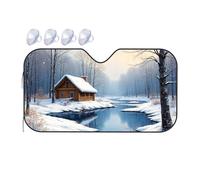 TSGB Sunshade For Car Windshield Winter Cabin By The River Car Windshield Sunshade Sun Shade For Car Sun Shade For Car(70x130cm)