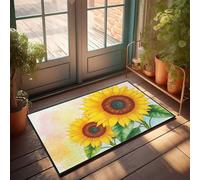 TSGB Welcome Mats Funny Two Vibrant Sunflowers In Bloom Doormat Outdoor Mats For Home Entrance Farm Kitchen Rug(65X90CM)