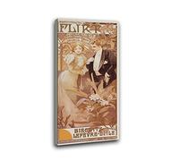 TSHAOSHUNHT Alphonse Mucha Flirt (circa 1895-1900) Replicas of Famous Paintings Oversized Framed Canvas Wall Art for Home Decor 60x120cm Innerframe
