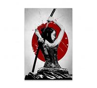 TSHAOSHUNHT Japanese Samurai Girl Art Canvas Prints Painting Bushido Poster Wall Decor for Living Room Modern Artwork 40x60cmx1pcs frameless