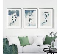 TSHAOSHUNHT Watercolour Prints Chinese Ink Poster Lucky Fish Picture Modern Wall Art Canvas for Living Room Home Decor 30x40cmx3pcs frameless
