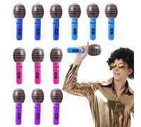 TSHAOUN 12 Pcs Inflatable Microphone Set,Inflatable Microphone Party Accessories,inflatable party props,Star Party Supplies Christmas Birthday Party Gifts Stage Performance 10 Inches (12 Pcs)