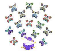 TSHAOUN 16 Pieces Magic Flying Butterfly, Clockwork Butterfly Card, Rubber Band Powered Butterfly Magic Fairy Flying Toy for Birthday Gifts, Performance Props, Children Surprise Gifts (Random Color)