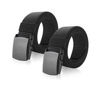 TSHAOUN 2-Piece Men's Canvas Belts, Lightweight Nylon, Metal-Free, Adjustable Work Belts, Airport Security-Friendly, 130cm