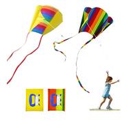 TSHAOUN 2 Pieces Colorful Kites for Boys and Girls Rainbow Kite with Kite Rope and Handle, Kite for Outdoor Sports Summer Beach Park, Easy to Assemble (Colors)
