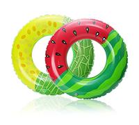 TSHAOUN 2 Pieces Kids Inflatable Watermelon Swimming Ring, Inflatable Pool Floating Toy, Swimming Hoop For Summer Pool Beach Party, Rubber Ring For Kids 1-2 Years Old Child (Red and Yellow)