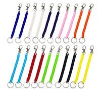 TSHAOUN 20 Pcs Stretchy Spiral Keyring, Retractable Coil Springs Keychain Plastic Key Holder Colourful Key Chain for Work, School, Wallet, Cellphone, ID Card, Backpack (Multicolor)